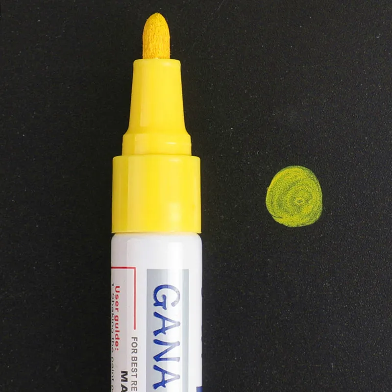 yellow Красочная Водонепроницаемая ручка, автомобильная краска, маркер, граффити, масляная краска, ручка, маркер, фотоальбом, сделай сам, фотоальбом, скрапбук, 12 цветов - Цвет: yellow