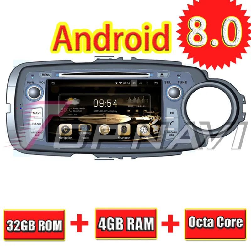 TOPNAVI Восьмиядерный Android 8,0 автомобильный dvd-плеер видео для TOYOTA YARIS RHD 2011-Радио стерео автомобильный навигатор gps навигация