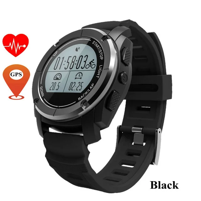 S928 gps Спорт Смарт часы подняться ездить RUN G-Датчик сердечного ритма Давление Температура высота Водонепроницаемый Bluetooth наручные часы - Цвет: Черный