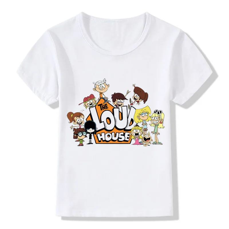 Детские Забавные футболки с рисунком «Громкий дом» Детская повседневная одежда топы для мальчиков и девочек, милые футболки для малышей ooo5157