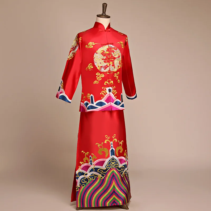 Новое поступление мужская рубашка костюм в китайском стиле жениха платье куртка длинное платье традиционное китайское свадебное платье для мужчин