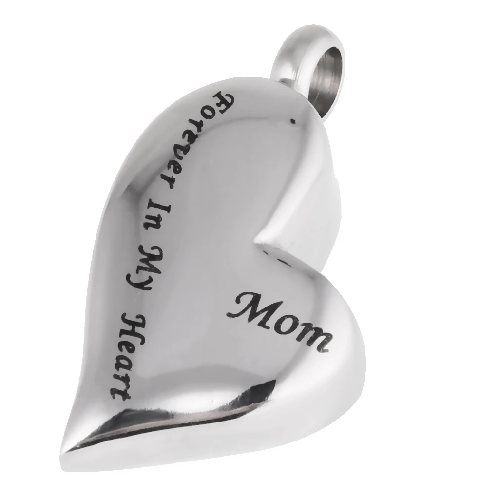 2 Pieces Stainless Steel Urn Cremation Pendant Mom / Dad Forever in My Heart