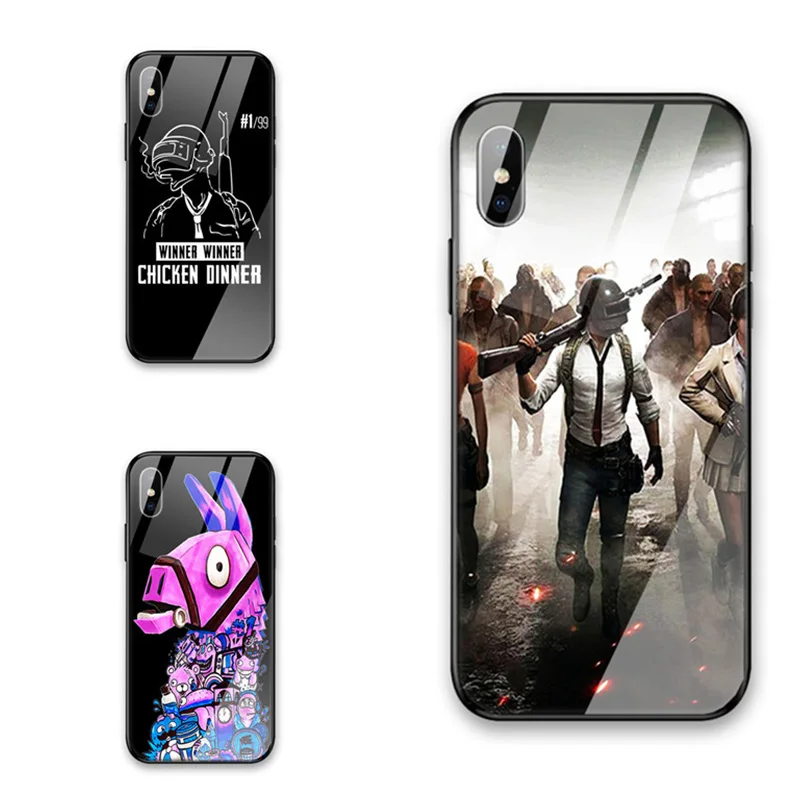 

Tempered Glass Case For iPhone 7 XR 8 6 6s Plus on the For iPhone X XS Max XR Phone Cases game PUBG Cover Protective Fundas