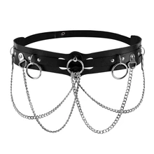 ПУ кожаный ремень безопасности уплотнительное кольцо металлическая цепь Регулировка выдалбливают тела Сетчатое нижнее белье для бондажа Панк гот фестиваль рейв для женщин