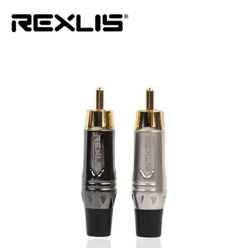 

REXLIS Lot Gold Plated RCA DIY Welding plugConnector Plug Audio Male Connector With rubber Cable Protector 2 Pcs/5 Pcs/10 Pcs