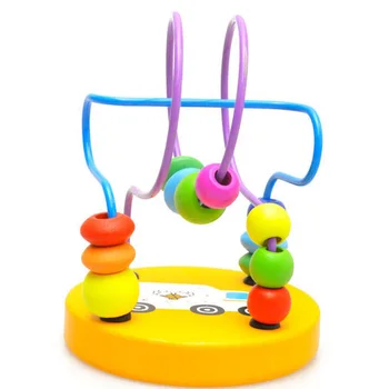 

Montessori Educational Wooden Boys Girls Toys Circles Bead Wire Maze Roller Coaster Wood Puzzles Kid Toy