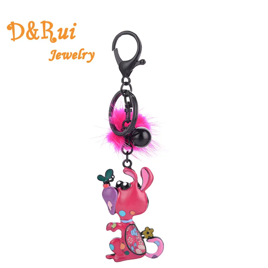 

Dog Pendants Key Chain Fashion Enamel Trinket Ring For Car KeyChain Women Girls Unisex Hot Sale Keyring Birthday Gift Decoration