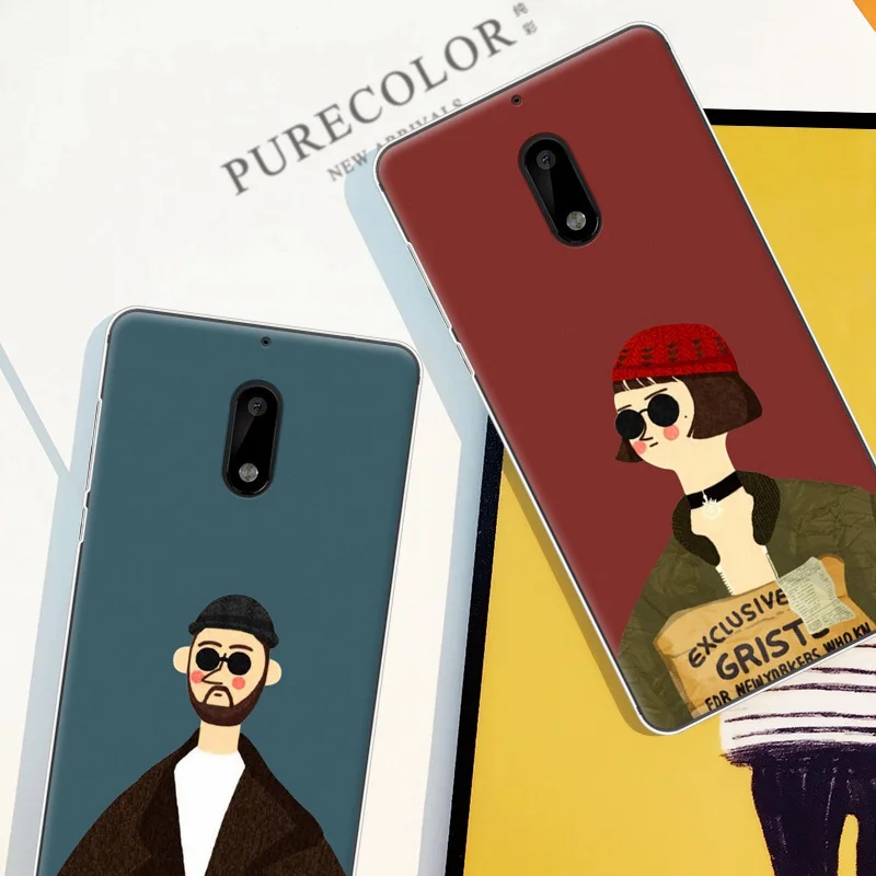 Для Nokia 6 Чехол purecolor пары Стиль роспись Мягкие TPU shell телефона чехол для 5.5 дюйма|case
