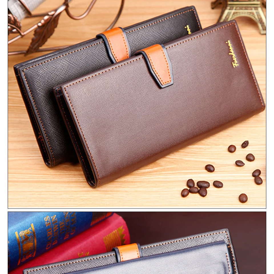 Business Men Wallets Long PU Leather Male Purse Large Wallet for Men Clutch Credit ID Card Holder Man Wallets Black Coin Bag