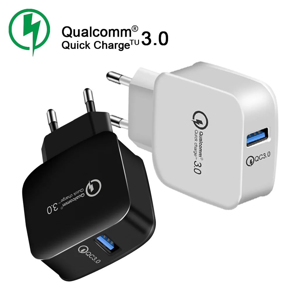 

18W Quick Charge 3.0 EU Plug Charger Fast Wall USB Charger Adapter for iphone Huawei Samsung Xiaomi HTC Sony USB Phone Chargers