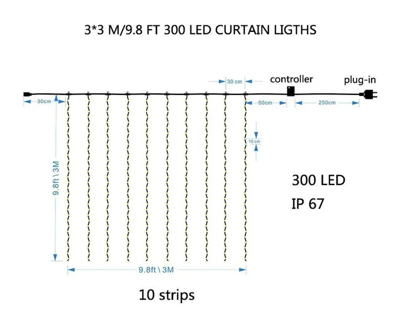 300 светодиодный светильник для занавесок, 3X3 м, 8 режимов, дистанционное мерцание, сказочные огни для спальни, вечерние, свадебные, для дома, рождественские украшения