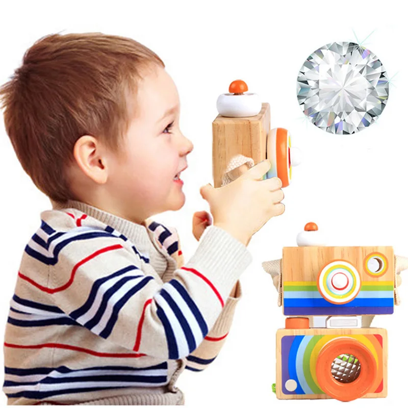 Montessori Toys Kids Early Educational Learning Wooden Toys for Children Simulation Camera Bee Eye Effect Magic Kaleidoscope