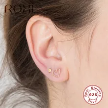 Серьги ROXI из стерлингового серебра 925 пробы, Простые полые серьги-гвоздики в форме сердца для женщин и девочек, корейские ювелирные изделия, серьги для свадебной вечеринки, новинка года