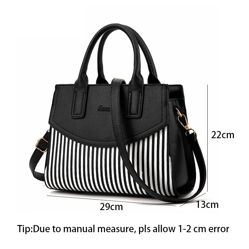 Women Office Handbag Stripe Fashion Female Leather Crossbody Shoulder Bag Ladies Top-Handle Bags Messenger Tote Sac SS7216 (2)