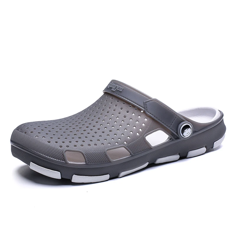 Crocse Comfortable Men Pool Sandals Summer Outdoor Beach Shoes men Slip On Garden Clogs Casual Water Shower Slippers Indoor - Цвет: gray