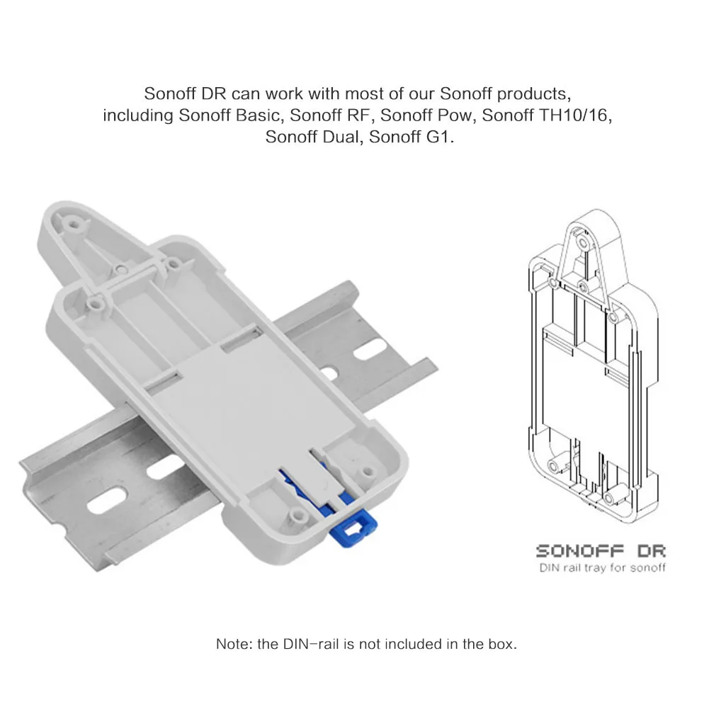 Sonoff dr Din Rail лоток коммутатор решение для продуктов Sonoff ABS огнестойкая работа с Sonoff Basic/RF/TH10/Dual/G1