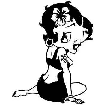 

12.2cm*15.6cm Betty Boop Vinyl Car-Styling Motorcycle Stickers Decals Black/Silver S3-5717