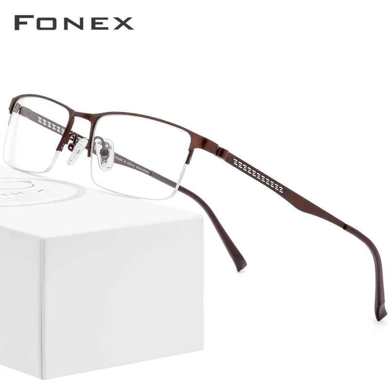 Оптические очки из сплава, оправа для мужчин, квадратные очки для близорукости по рецепту, новые металлические полуоправы, полукорейские очки 9288 - Цвет оправы: Коричневый