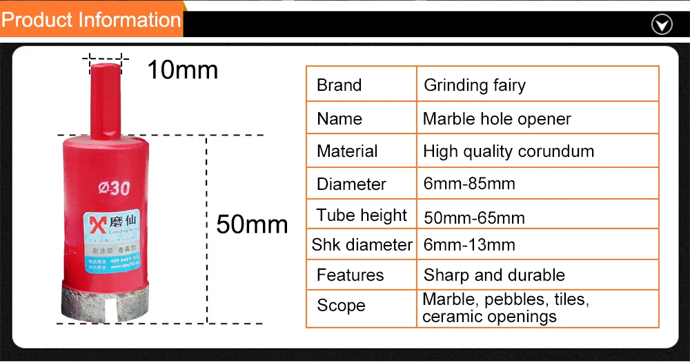 MX 1PC 6-85mm 10mm 12mm Arble Opener Diamond Core Bit Hole Saw Drill Bit For Marble Granite Brick Tile Ceramic Concrete Drilling