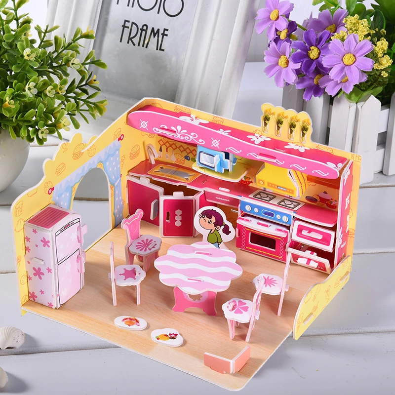 3D Stereoscopic Puzzles Sweet Simulation Kitchen Puzzles Handicraft Toys Jigsaw Kids Early Education Toy