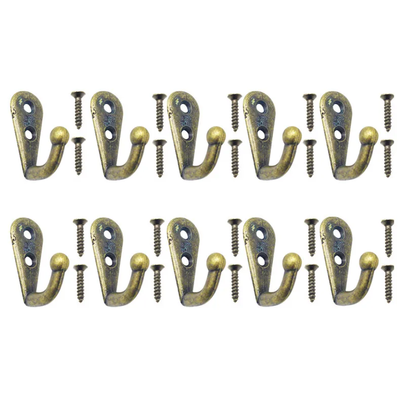 

10pcs/lot Vintage Wall Mounted Hook Retro Bronze Single Prong Hook Hangers Clothes/ Keys/Hat/Towel Bathroom Hooks