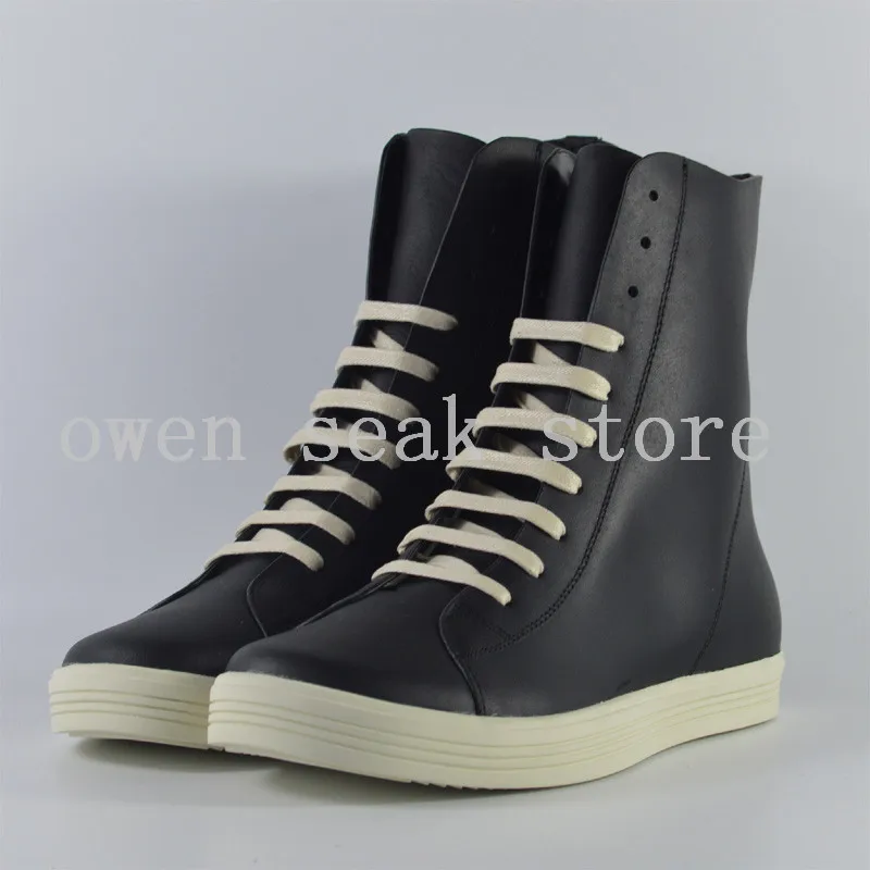 Männlichen Trainer Owen Stiefeletten Luxus Aus up Schwarz Erwachsene Wohnungen Lace Männer Casual Schwarzes top High Seak Stiefel Echtem Leder Schuhe PvWPpOfrq
