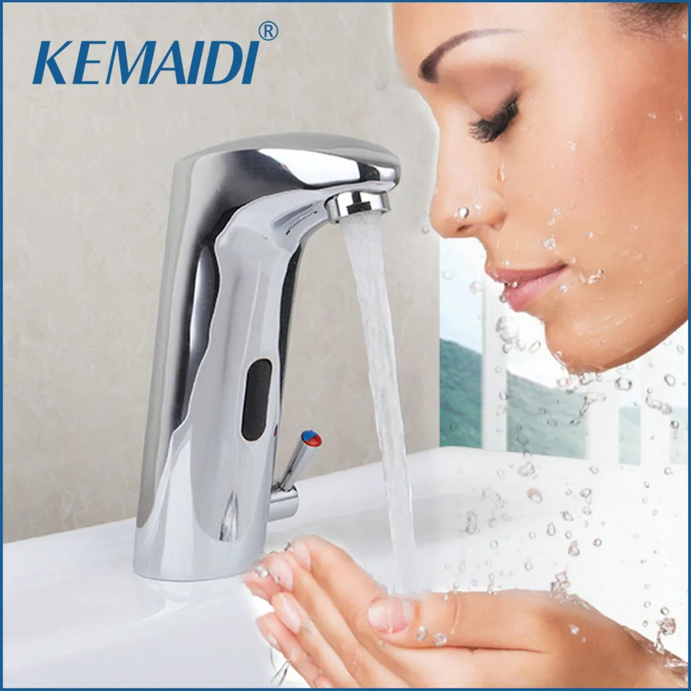 

KEMAIDI Bathroom Automatic Hands Touch Free Sensor Faucets Water Tap Basin Chrome 89000 Brass Sink Mixer Tap Faucets,Mixer Tap