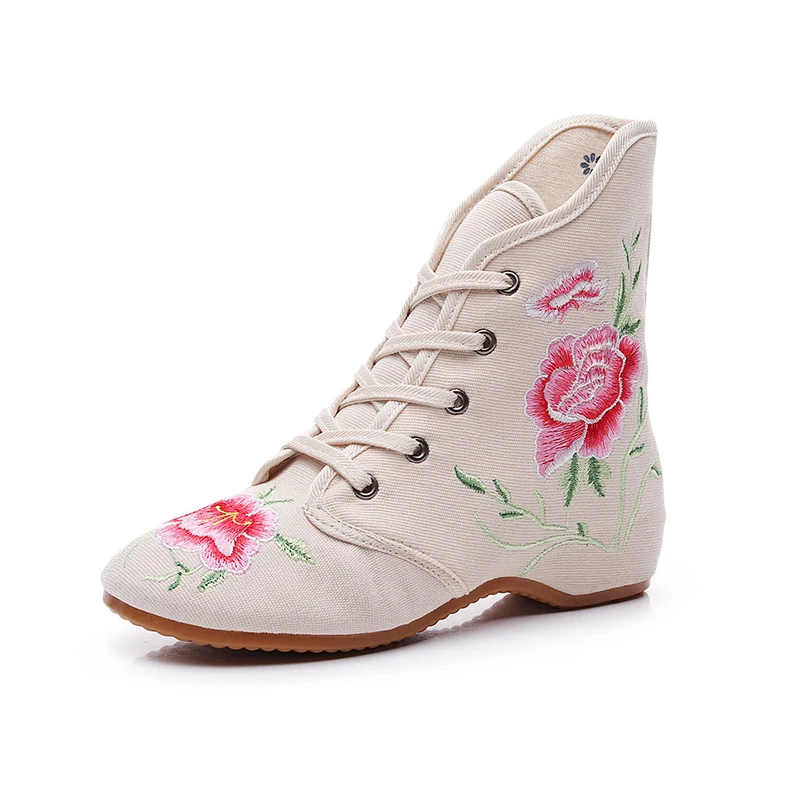 

National Wind Retro Boots Children Casual Personality High To Help Embroidered Shoes Female Increase Female Cotton Boots