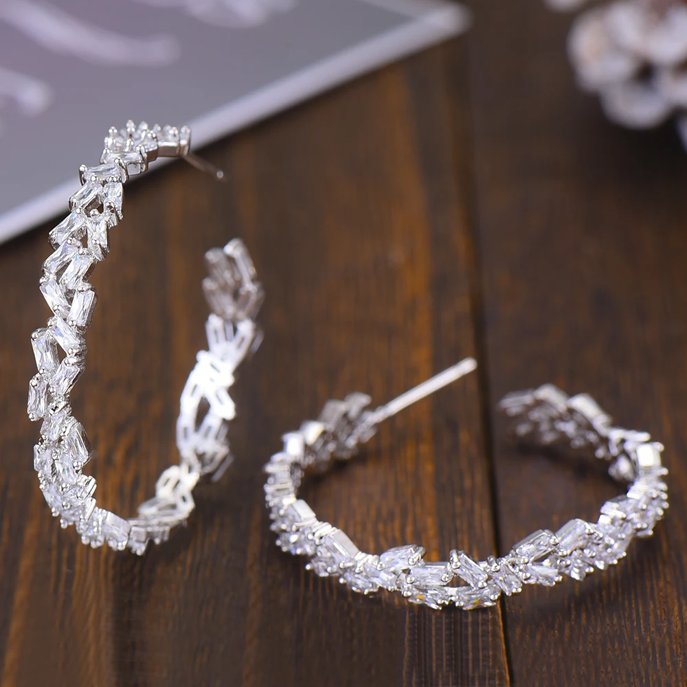 GODKI индивидуальные роскошные серьги-кольца с кубическим цирконием и кристаллами для женщин, свадебные трендовые вечерние круглые серьги-кольца в стиле ретро