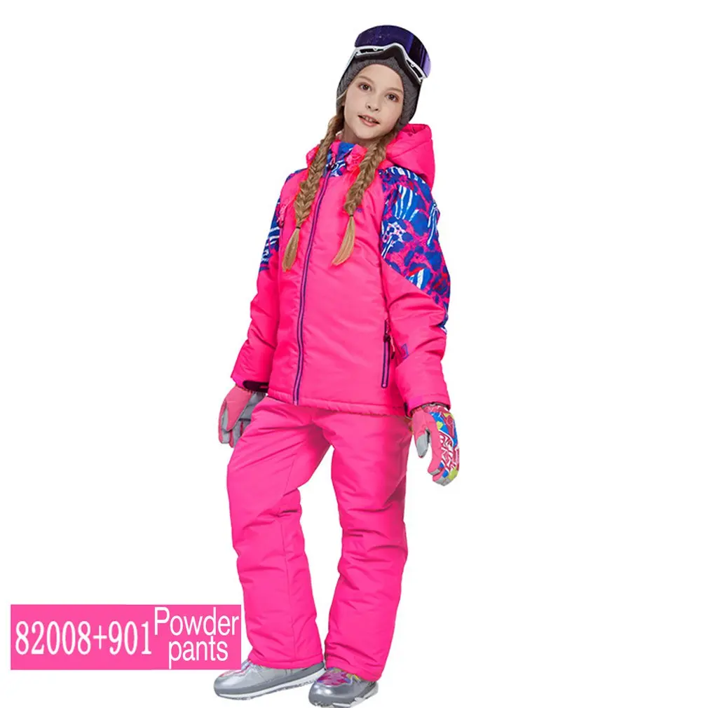 

2018 NEW phibee Boys/Girls Ski Suit Waterproof Pants+Jacket Set Winter Sports Thickened Clothes Children's Ski Suits