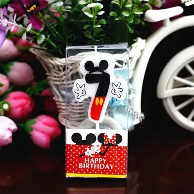 Mickey 7 Горячая Микки и Минни Маус Мышь Свеча для дня рождения, для детей 0, 1 2 3 4 5 6 7 8 9 Юбилей торт номера возраст свечи, праздничные принадлежности украшения - Цвет: Mickey 7
