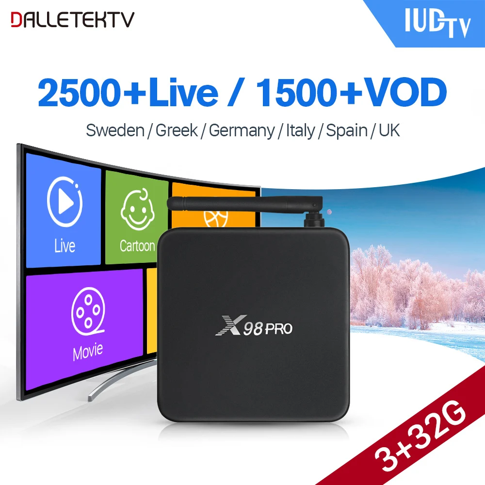 

IPTV Swedish X98 PRO 3GB Android 6.0 Smart TV Box IP TV Europe Italy Spain UK IPTV 1 Year IUDTV Account Arabic IPTV Top Box