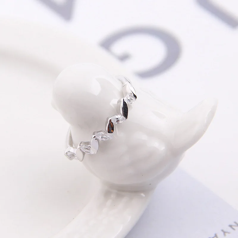 heart cz open ring 100% Sterling 925 silver Jewelry Vintage Adjustable rings for women gift free size