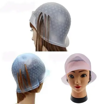 

1 Pc New Hairdressing Salon Reusable Silicone Cap Professional Hair Styling Coloring Hat + Hook Hair Tools Highlighting Dye Cap
