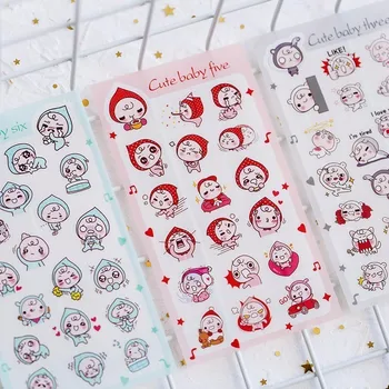 

6PCS New Cute Cartoon Peach People Children Stationery Stickers For DIY Albums Scrapbooking Diary Decoration Depicting