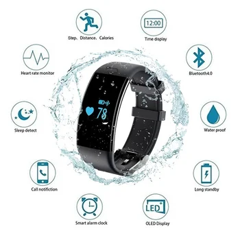 

Fitness Tracker Step Bluetooth SmartWatch Heartrate Incoming Call Notification Pedometer Sedentary Reminder for iphone Android