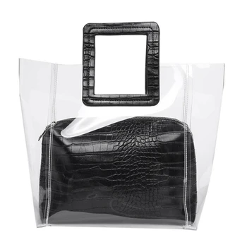 

Classy Waterprof Clear Tote Beach Shoulder Crossbody Bag,black