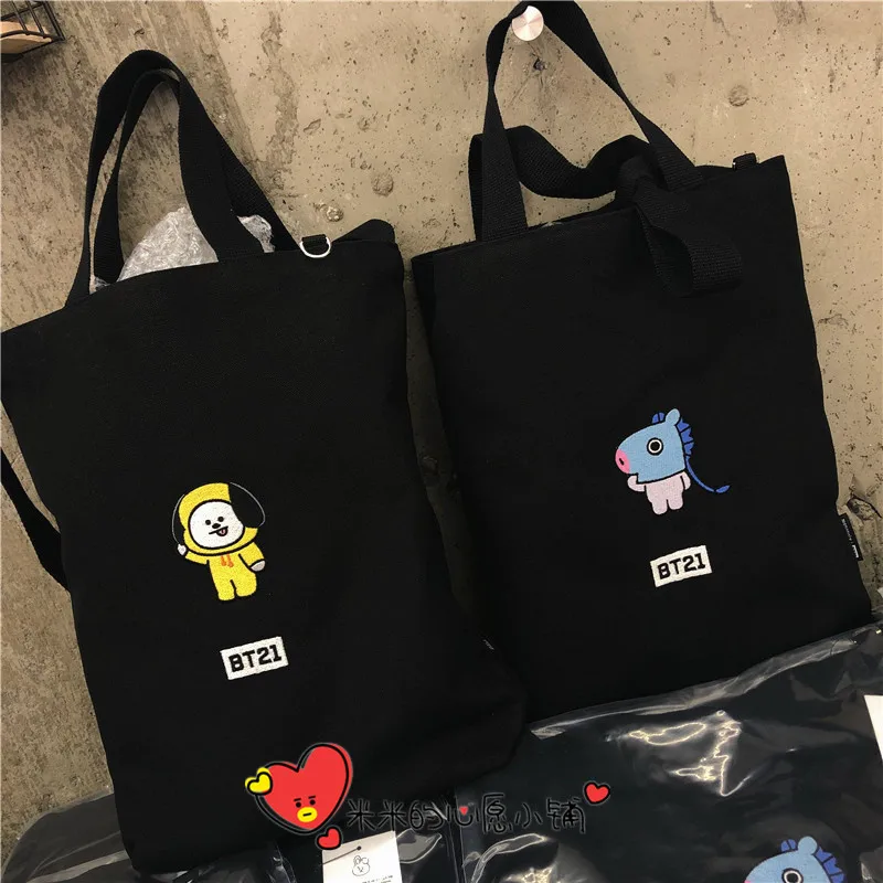 Корея BTS пуленепробиваемый Молодежный группы BT21 Вышитые Холст EnvironmentalBag сумка StorageBag