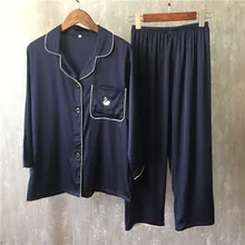 Новинка, Женская осенне-зимняя Шелковая пижама, комплект из 2 предметов, роскошная одежда для сна с вышивкой лебедя, домашняя одежда, сексуальная пижама, одежда для сна, домашняя одежда для отдыха