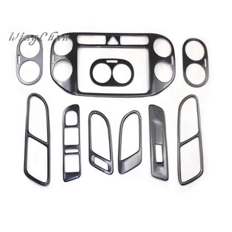 3D solid mahogany color, carbon fiber modified interior parts for 10-12 Vw Tiguan 10pcs 3D solid mahogany color, carbon fiber modified interior parts for 10-12 Vw Tiguan 10pcs
