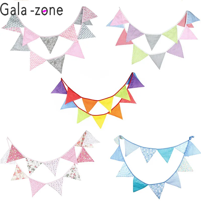 

Gala-zone 12 Flags 3.2m Blue and Green Nonwoven Fabric Bunting Pennant Flag Banner Garland Birthday/Baby Shower Home Party Decor