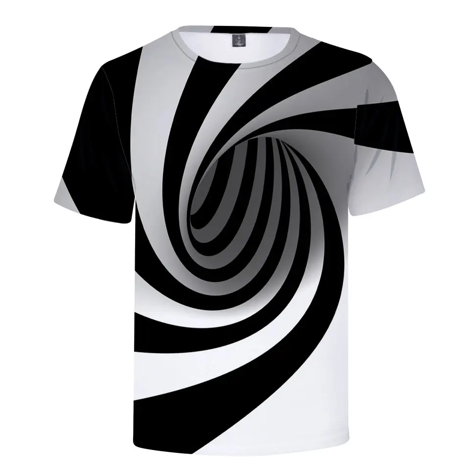 Black And White Vertigo Hypnotic Printing T Shirt Unisxe Funny Short Sleeved Tees Menwomen Tops Men's 3D T-shirt