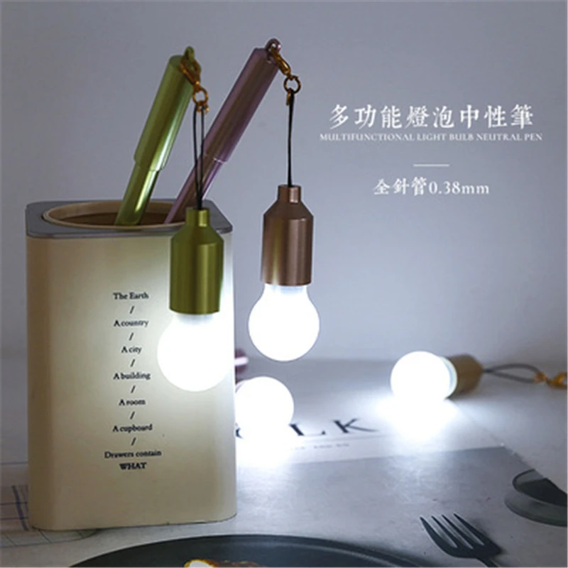 DL Korean creative stationery small fresh and lovely light bulb pen 0.38mm black whole needle tube literary pendant neutral