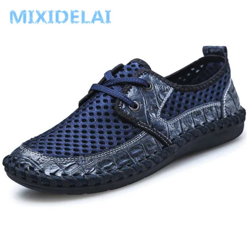 MIXIDELAI 2019 New Men's Shoes Comfortable Breathable Mesh Flats Shoes Fashion Lace-Up Casual Shoes Men Leisure Big Size 38-46 MIXIDELAI 2019 New Men's Shoes Comfortable Breathable Mesh Flats Shoes Fashion Lace-Up Casual Shoes Men Leisure Big Size 38-46