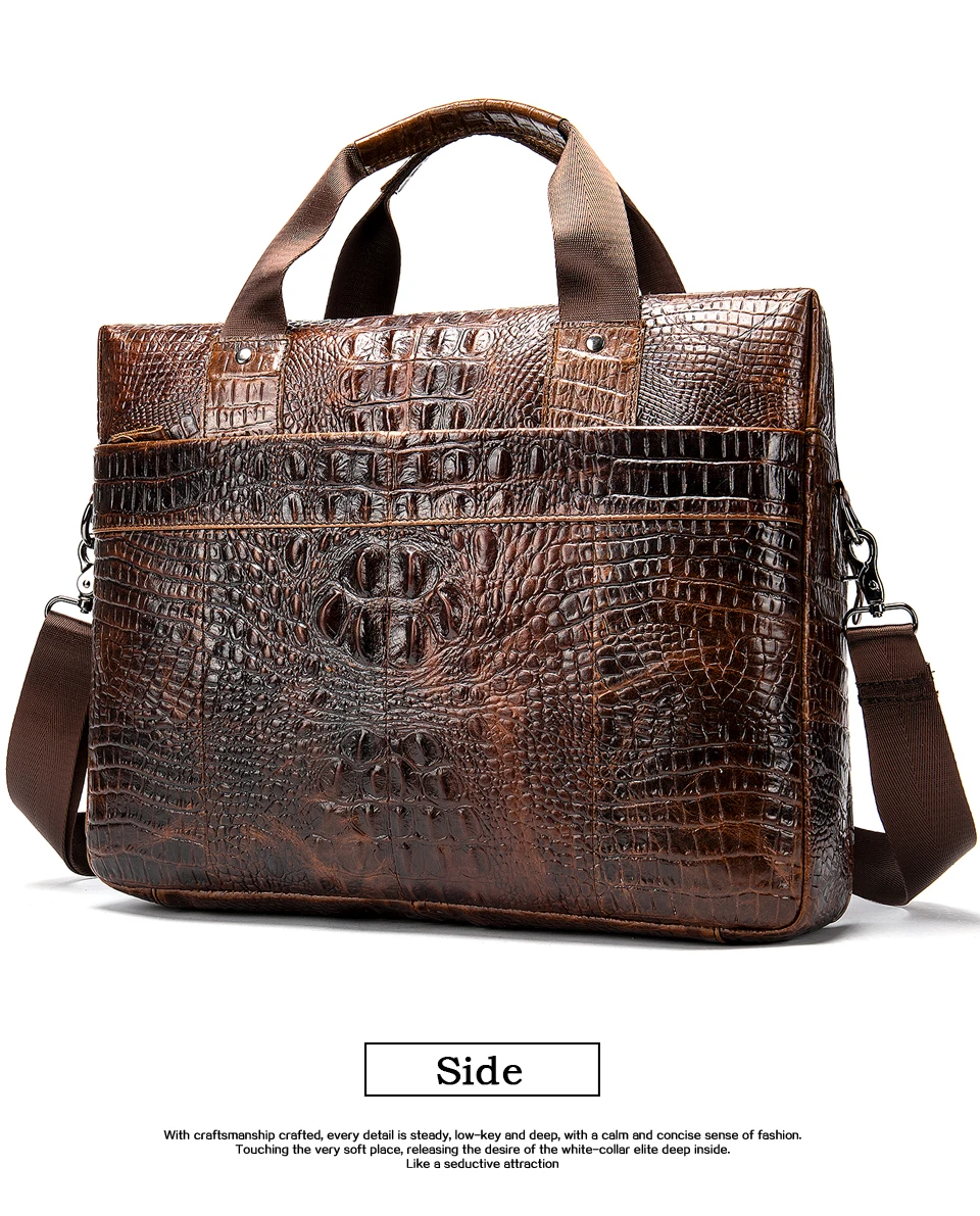 13 Men's Genuine Leather Briefcase Male man computer Laptop Bags For Men Cow Leather Men's Bag Crocodile Pattern handbags