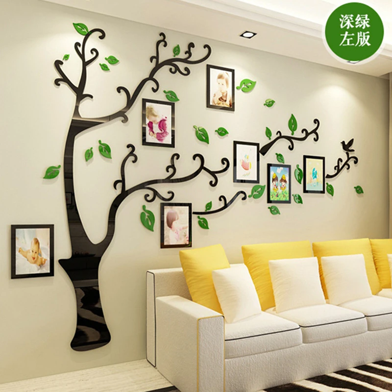 

3D DIY Family Wedding Photo Tree PVC Wall Decals, Art Home TV Background Decoration Wall Stickers, 4 Sizes Wall Poster Mural