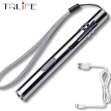 USB Перезаряжаемый светодиодный фонарик мощный мини светодиодный водонепроницаемый дизайн ручка висячая с зажимом для ручки бесплатный usb-кабель