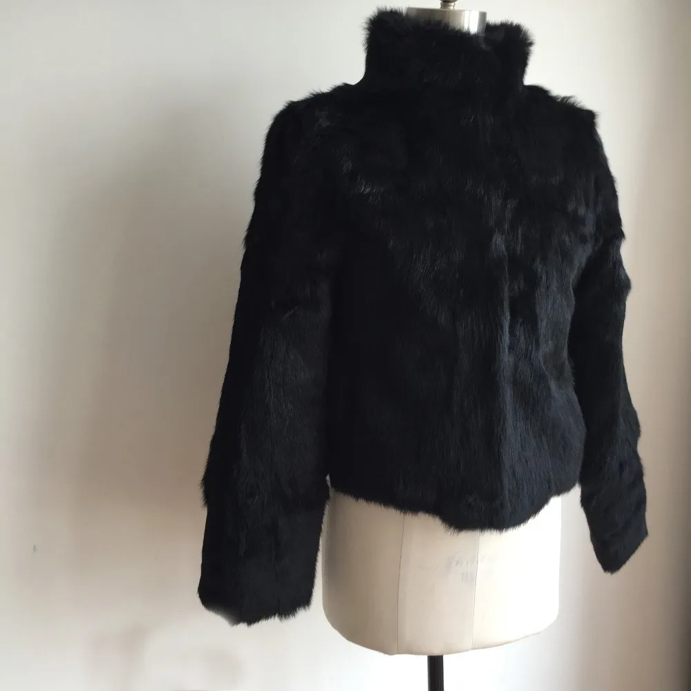 Complet Manteau Burgundy De blanc Col Montant Pur Gilet Ah267 Réel L'ensemble Veste Pelt Lapin Fourrure Plein Femmes noir Bfqxdw4