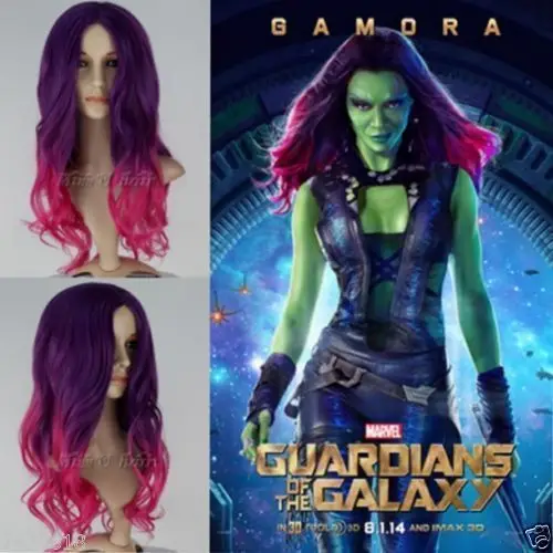 

free shipping Guardians of the Galaxy Gamora New Cosplay Anime Wigs Wavy Curly Cos Wig/Hair