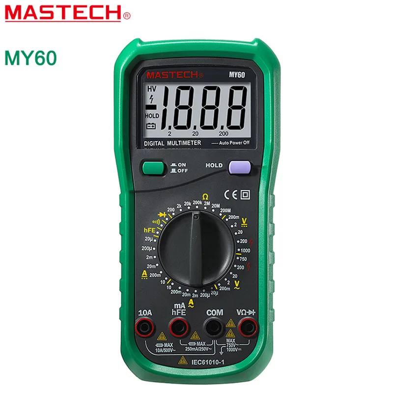

MASTECH MY60 MY61 MY62 Digital Multimeter DMM AC/DC Voltmeter Ammeter Ohmmeter Tester w/hFE Test Multimetro Ammeter Multitester